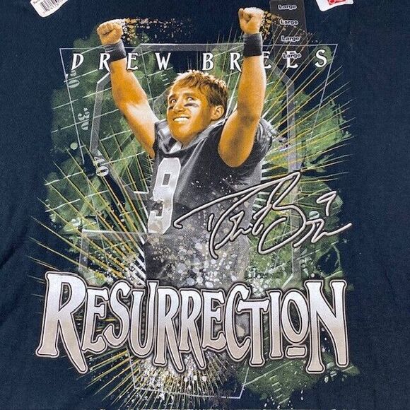 Drew Brees Adult Black T Shirt Unisex Large New Orleans NFL Who Dat Nation 2013 - Picture 1 of 9